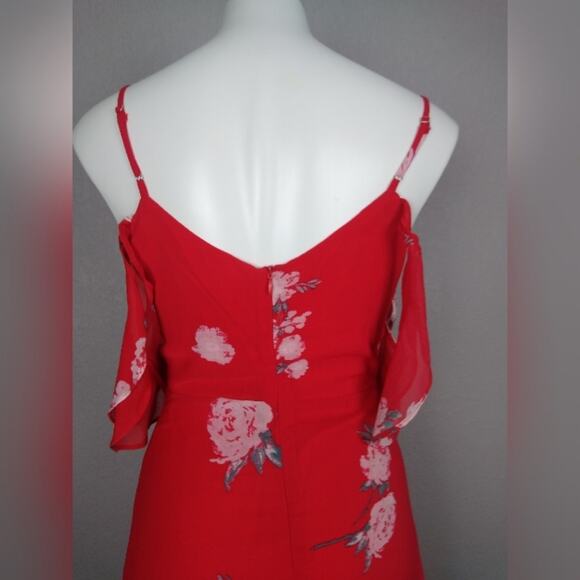 Lulus Love in Bloom Red Floral Print Off-the-Shoulder High-Low Dress Size Small - Picture 7 of 16